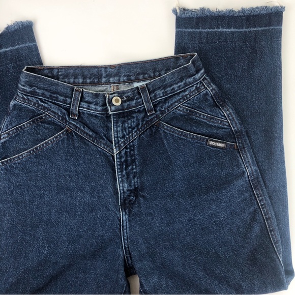 Vintage Rockie Mountain Straight Leg Jeans Front Yoke Dark Wash Size 7/8 - Picture 1 of 8